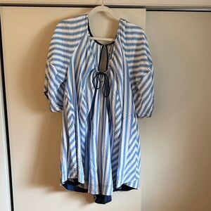 Free People Blue and White Striped Romper
